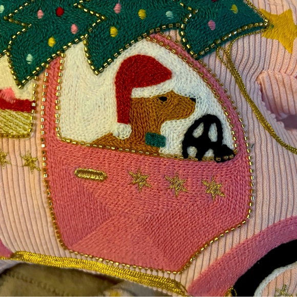 Dachshunds Christmas tree Christmas pink pillow - Picture 2 of 5